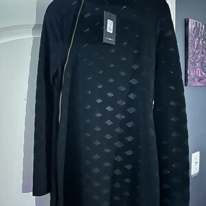 Black Long Sleeve Dress with Geometric Pattern